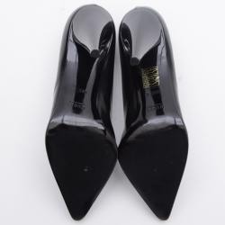 Pre Owned Gucci Black Leather Pointed Toe Pumps Size 38