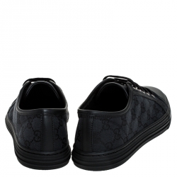 Gucci Black GG Canvas And Leather Low Top Sneakers Size 38