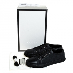 Gucci Black GG Canvas And Leather Low Top Sneakers Size 38