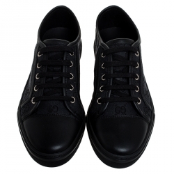 Gucci Black GG Canvas And Leather Low Top Sneakers Size 38