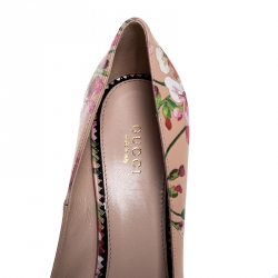 Gucci Pink Bloom Print Leather Pumps Size 39