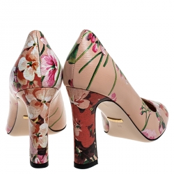 Gucci Pink Bloom Print Leather Pumps Size 39