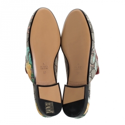 Pre Owned Gucci Beige GG Supreme Monogram Coated Canvas Tian Princetown Flat Mules Size 37