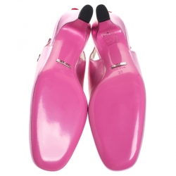 Pre Owned Gucci Metallic Pink Leather And Red Suede Anita Pumps Size 36