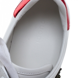 Pre Owned حذاء رياضي غوتشي Ace تفاصيل ويب Rooster حافة جلد ثعبان ميتالك وجلد أبيض مقاس 37.5