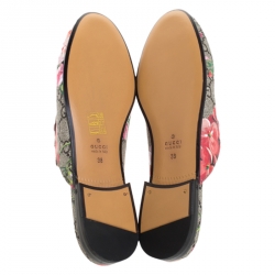Pre Owned Gucci Multicolor GG Supreme Blooms Printed Canvas Princetown Horsebit Loafer Slides Size 38