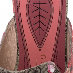 Pre Owned Gucci Multicolor GG Supreme Blooms Printed Canvas Princetown Horsebit Loafer Slides Size 38