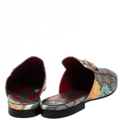 ممل�وكة مسبقًا Gucci Multicolor GG Canvas Princetown Horsebit Tian Print Mules Size 36.5