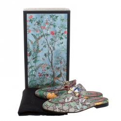 مملوكة مسبقًا Gucci Multicolor GG Canvas Princetown Horsebit Tian Print Mules Size 36.5
