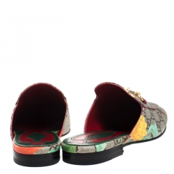 Pre Owned Gucci Multicolor GG Canvas Princetown Horsebit Tian Print Mules Size 37