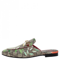 Pre Owned Gucci Multicolor GG Canvas Princetown Horsebit Tian Print Mules Size 37