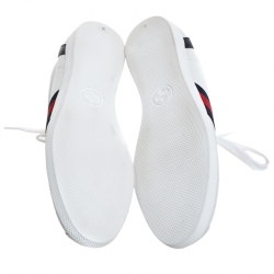 مملوكة مسبقًا Gucci White GG Leather Web Detail Ace Low Top Sneakers Size 38