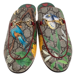 مملوكة مسبقًا Gucci Multicolor GG Canvas Princetown Horsebit Tian Print Mules Size 37.5