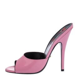 Gucci Pink Leather Scarlet Slide Sandals Size 38
