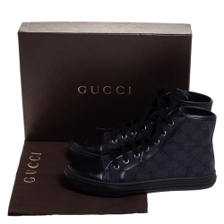 مملوكة مسبقًا حذاء رياضي غوتشي كانفاس GG سوبريم أزرق/ أبيض ومقدمة جلد بعنق مرتفع مقاس 42.5