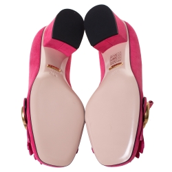 مملوكة مسبقًا Gucci Hot Pink Suede Marmont Fringe Detail Pumps Size 36.5