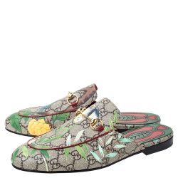 Pre Owned Gucci Multicolor GG Supreme Princetown Horsebit Tian Print Mules Size 39