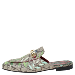 Pre Owned Gucci Multicolor GG Supreme Princetown Horsebit Tian Print Mules Size 39