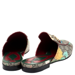 Pre Owned Gucci Multicolor GG Supreme Princetown Horsebit Tian Print Mules Size 39