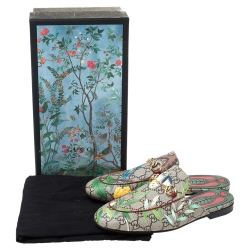 Pre Owned Gucci Multicolor GG Supreme Princetown Horsebit Tian Print Mules Size 39