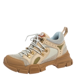 Pre Owned Gucci Multicolor Leather, Suede and Mesh Flashtrek Reflective Sneakers Size 39.5