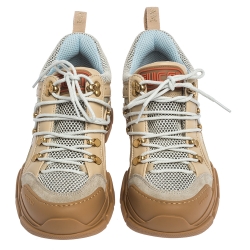 Pre Owned Gucci Multicolor Leather, Suede and Mesh Flashtrek Reflective Sneakers Size 39.5