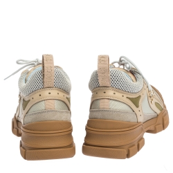Pre Owned Gucci Multicolor Leather, Suede and Mesh Flashtrek Reflective Sneakers Size 39.5