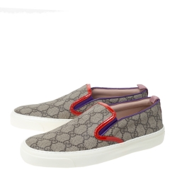 Gucci Beige GG Canvas And Patent Trim Slip On Sneakers Size 37