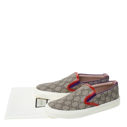 Gucci Beige GG Canvas And Patent Trim Slip On Sneakers Size 37
