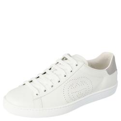 مملوكة مسبقًا Gucci White Leather Interlocking G Ace Low-Top Sneakers Size 39