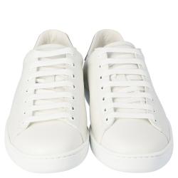 Pre Owned Gucci White Leather Interlocking G Ace Low-Top Sneakers Size 40