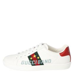 Gucci White Leather Gucci Band Embroidery Ace Low-Top Sneakers Size 37