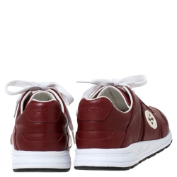 Gucci Red Leather Interlocking GG Low Top Sneakers Size 37