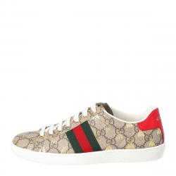 مملوكة مسبقًا Gucci Brown/Beige GG Supreme Canvas Ace Bee Lace Up Sneakers Size 37