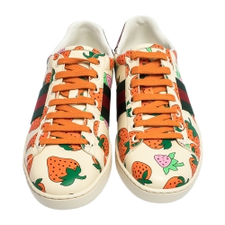 Gucci Multicolor Leather Strawberry Ace Low Top Sneakers Size 38