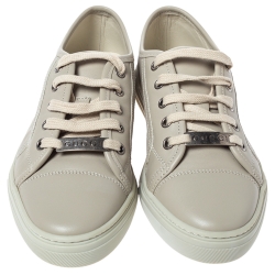 Gucci Ivory Leather Lace Up Low Top Sneakers Size 36