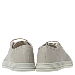Gucci Ivory Leather Lace Up Low Top Sneakers Size 36
