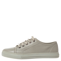 Gucci Ivory Leather Lace Up Low Top Sneakers Size 36