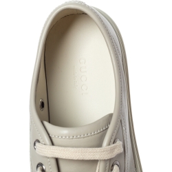 Gucci Ivory Leather Lace Up Low Top Sneakers Size 36
