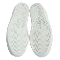 Gucci Gold Leather Ace Web Detail Low Top Sneakers Size 37.5 