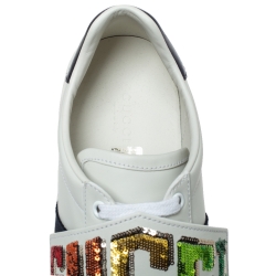 Gucci White Leather Ace Rainbow Patch Low Top Sneaker Size 38.5 