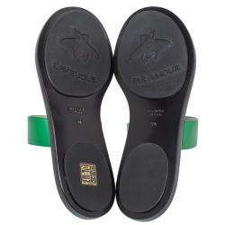 Pre Owned Gucci Green Leather GG Thong Flats Size 39