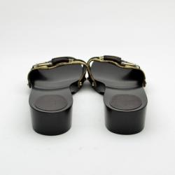 Pre Owned Gucci 'GG' Monogram Canvas 'Icon Bit' Wooden Clog Slides Size 41