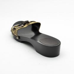 Pre Owned Gucci 'GG' Monogram Canvas 'Icon Bit' Wooden Clog Slides Size 41