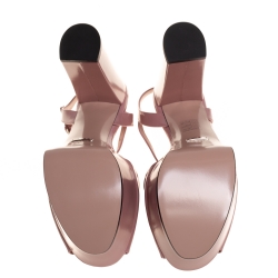 Pre Owned صندل غوتشى سير كاحل نعل سميك هورسبيت كلوديا جلد وردى مقاس 39