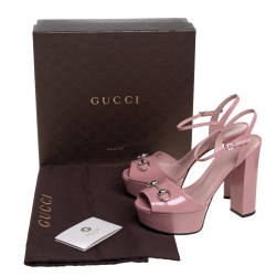 Pre Owned صندل غوتشى سير كاحل نعل سميك هورسبيت كلوديا جلد وردى مقاس 39