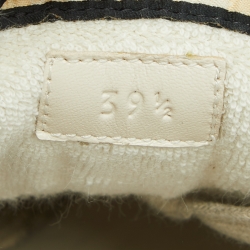 مملوكة مسبقًا Gucci Grey/Green Perforated Leather and Nubuck Screener Sneakers 39 1/2 