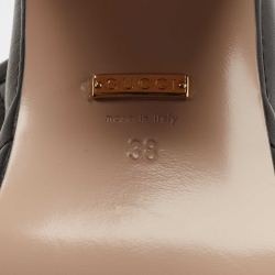 Pre Owned Gucci Black Matelasse Leather GG Marmont Platform Ankle Strap Sandals Size 38