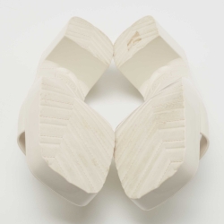 Pre Owned Gucci Cream Rubber Logo Slide Platform Sandals Size 41