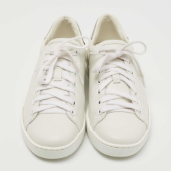 Gucci White/Grey Leather Perforated GG Ace Sneakers Size 37